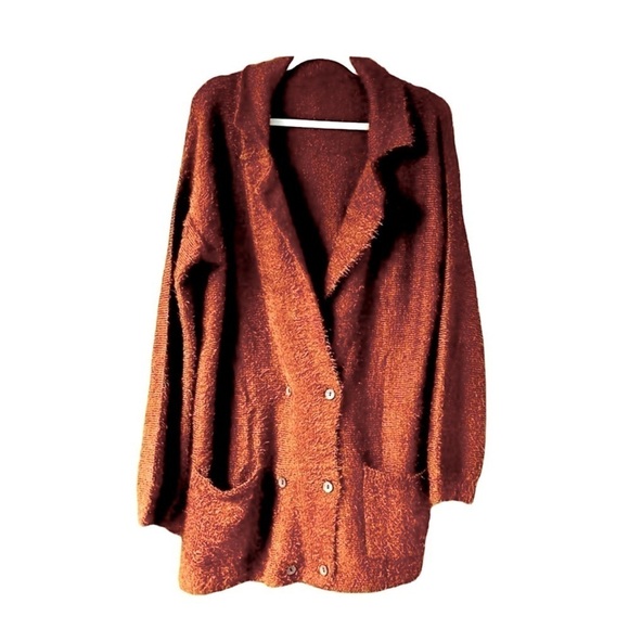 size XL brown double breasted sweater Blazer - Picture 1 of 5